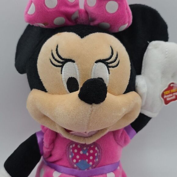 Disney Minnie Mouse Plush Pink Polka Dot Dress Interactive Press Hand 10” - Picture 3 of 17